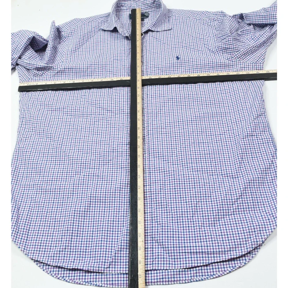 Polo Ralph Lauren Stanton Shirt Mens XL Purple Blue Check Long Sleeve Button-Up
